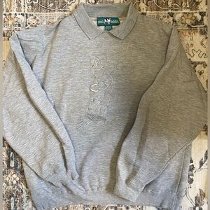 Vintage embroidered collared crewneck